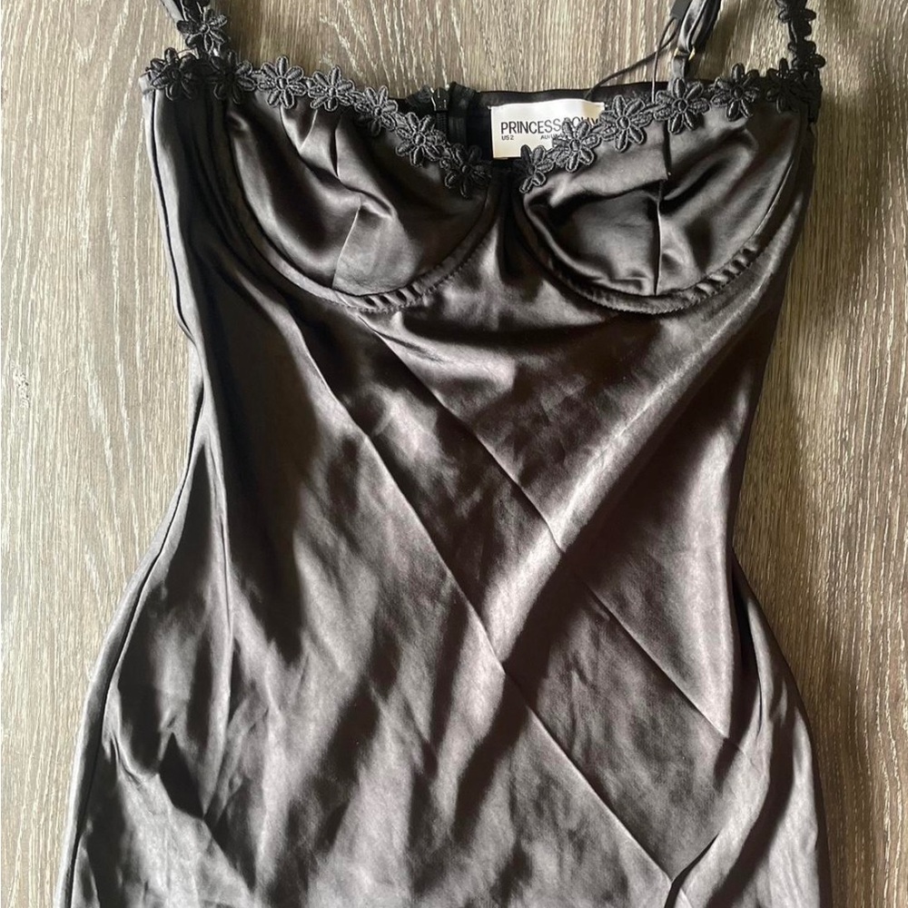 Princess Polly Black Satin Dress